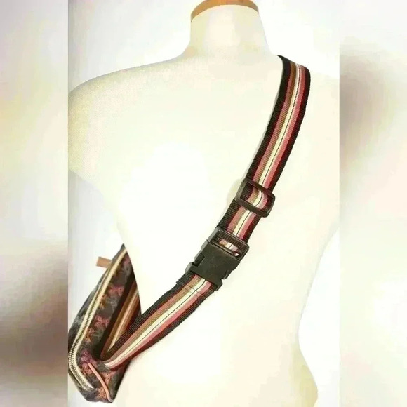 ANNA SUI Grey Orange Blue Spring Butterfly  Print Faux Snakeskin Zipped Belt Bag - Picture 3 of 11